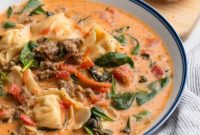 Velvety Sausage Tortellini Soup
