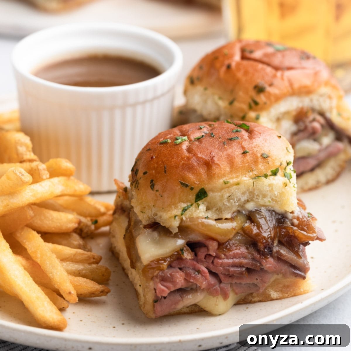 Savory French Dip Sliders 1 featured 23516