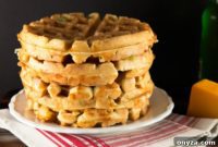 Cheesy Scallion Beer Waffles