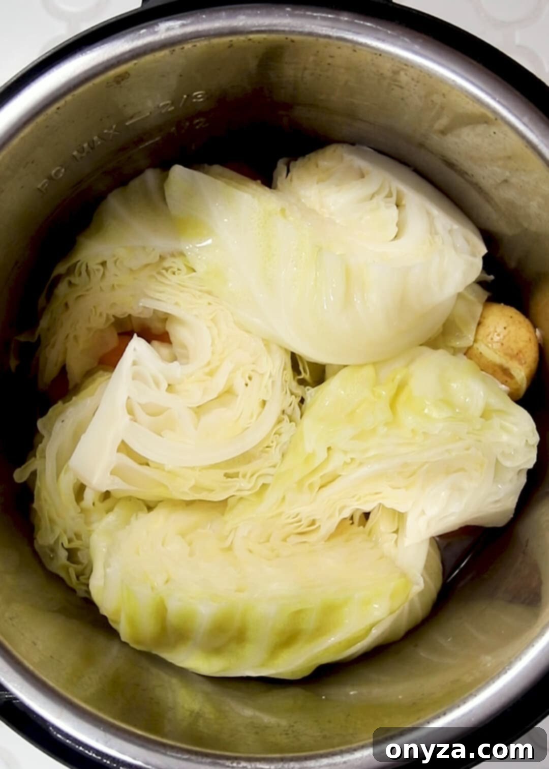 cooked cabbage wedges in an Instant Pot