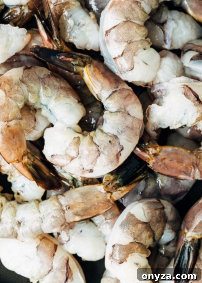 raw U15 shrimp for shrimp scampi