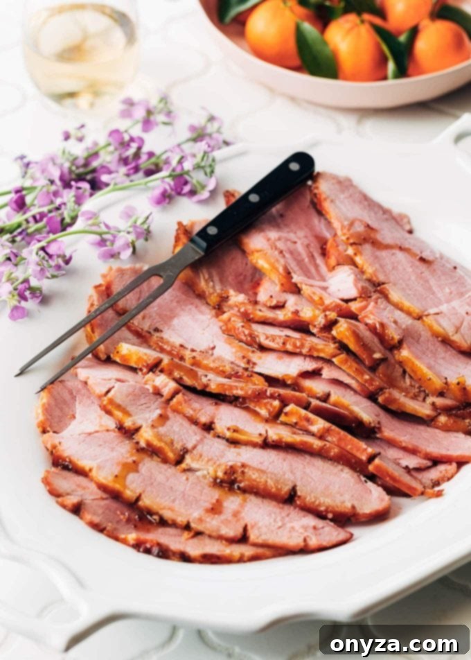sliced ham with bourbon honey mustard glaze