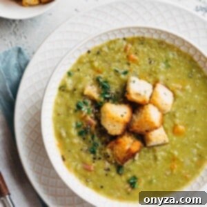 Split Pea Soup with Ham and Croutons
