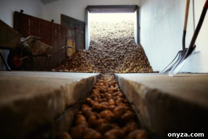 Fresh potatoes being thoroughly washed before distillation for Chopin Potato Vodka.