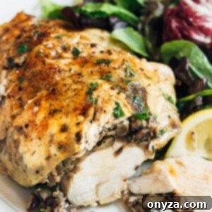 stuffed chicken breasts with mushrooms and goat cheese