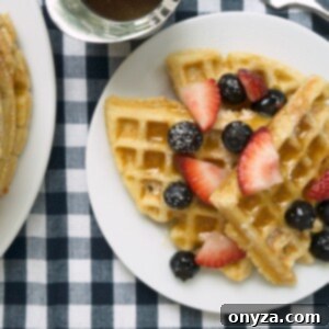 Pillowy Waffles with Melted Maple Butter 3 raised waffles with warm maple butter recipe