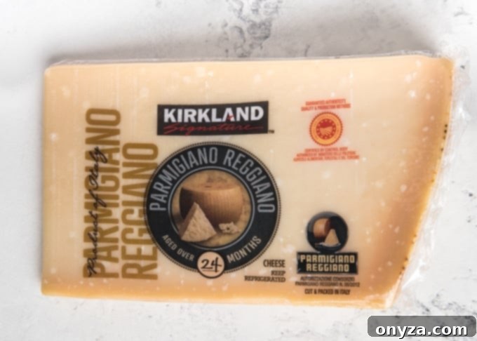 My Top 10 Costco Grocery Staples 3 Kirkland Signature Parmigiano Reggiano wedge, a top Costco grocery staple