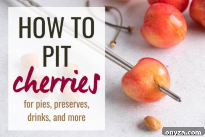 Guide intro graphic: How to pit cherries for pies, preserves, drinks, and more
