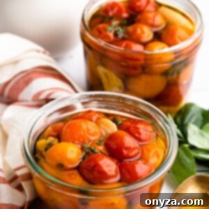 Garlic Herb Cherry Tomato Confit 8 cherry tomato confit in glass jars