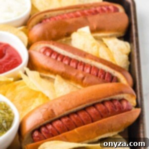 Crispy Air Fryer Hot Dogs with toppings