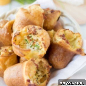 popovers with goat cheese and bacon in a bread basket
