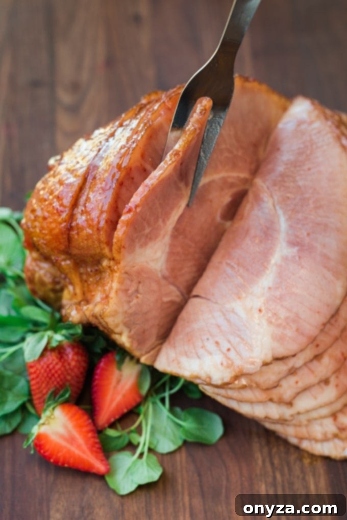 Strawberry Chipotle Glazed Ham Served with Sides