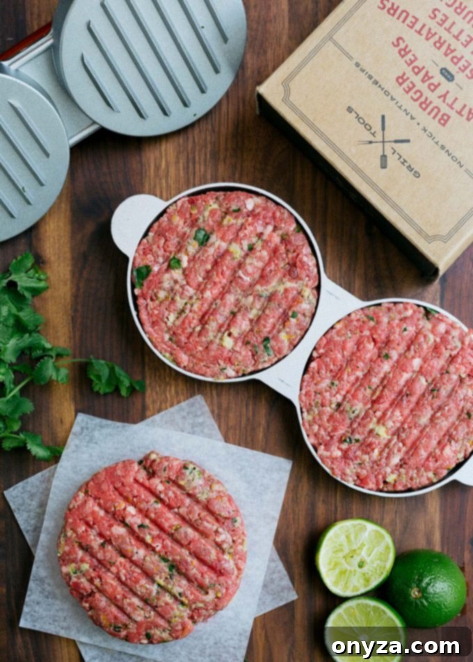 Forming Mojo Beef Burger Patties with a Burger Press