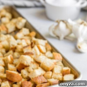 homemade garlic croutons recipe | how to make croutons