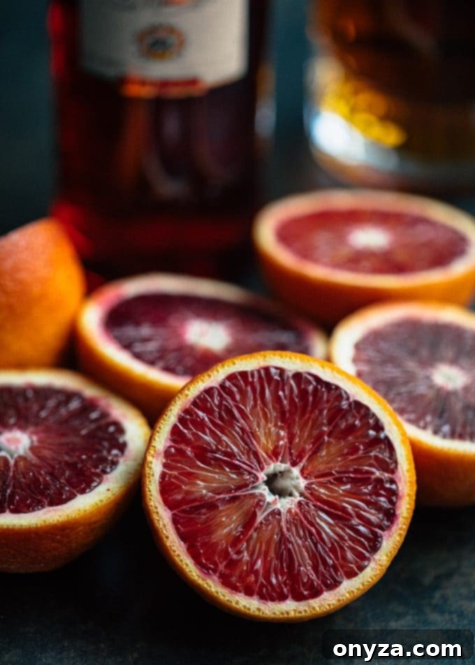 Boulevardier Rouge 3 Fresh Blood Orange Halves