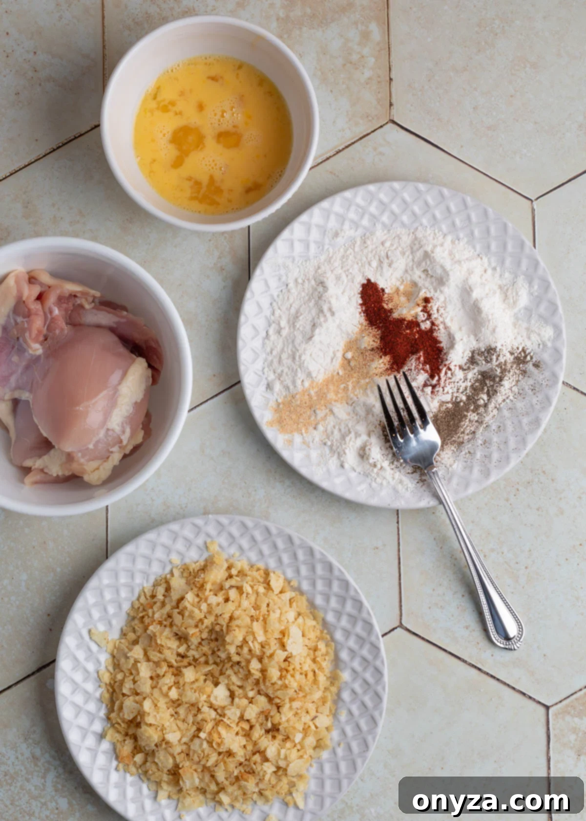 Mixing the seasoned flour